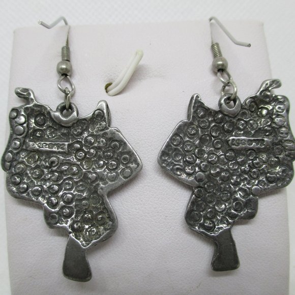EGO C '92 Pewter Southwestern style Equestrian Saddle Earrings - Picture 5 of 7